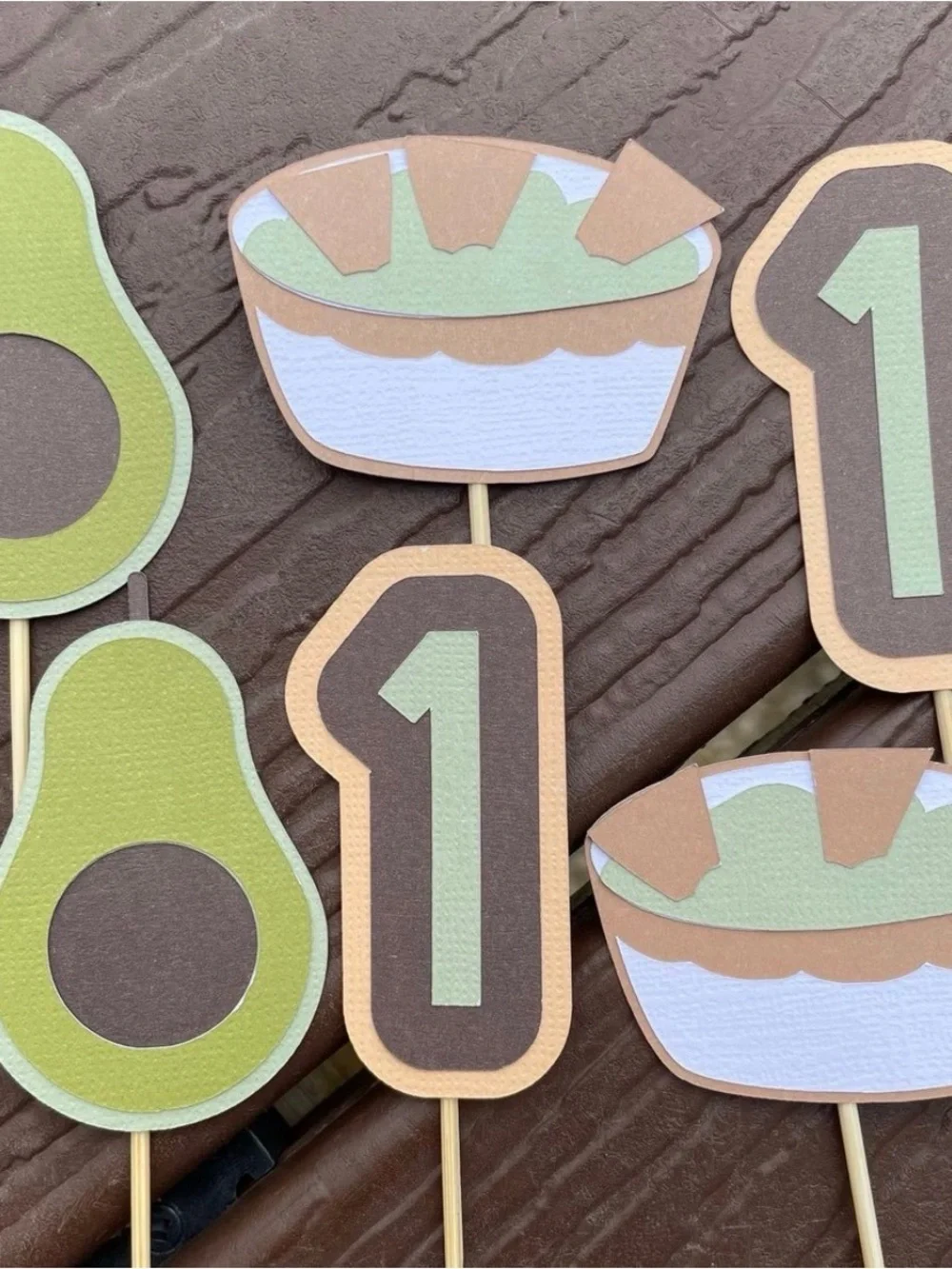 Avocado First Birthday Cupcake Toppers Set of 6 Guacamole Taco Party One